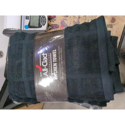 All-Clad Solid Kitchen Towels: Highly Absorbent, Super Soft Long Lasting - 100% Cotton, 17x30 Tea Towels for Cleaning & Drying Dishes, Pans, Glassware, or Countertops, (2-Pack), Black