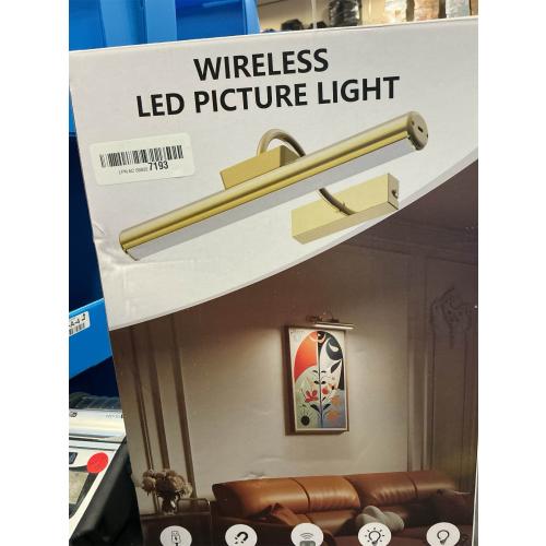 Picture Light Battery Operated, 13in Wireless Art Light for Paintings, Dimmable 5000mAh Recharging Battery Picture Light with Remote Control for Wall, Gallery Dartboard Art Bedroom (Gold-2Pack)