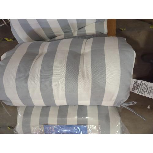 Outdoor Tufted High-Back Chair Cushions, One-Piece Hinged Seat and Back Design, Reversible with 4 Ties, Durable Polyester Fabric, Recycled Fiber Fill - Set of 2, Canopy Stripe Gray