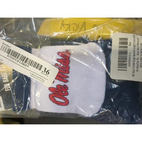 Size MD For Bare Feet Adult NCAA Surge Quarter Length Crew Socks - All Weather Performance - Men & Women - Enhance Your Team Footwear