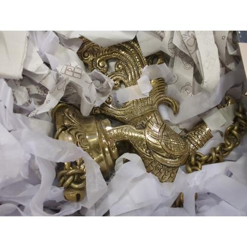 eSplanade Brass Diya Indian Pooja lamp| Hanging Brass Deepak Deepam Kuthu Vilakku| with Bells (Peacock).