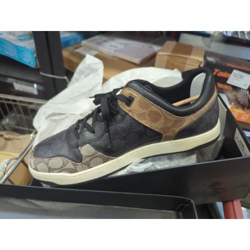 Size 12D COACH Men's C201 Mixed Media Signature Logo Sneakers