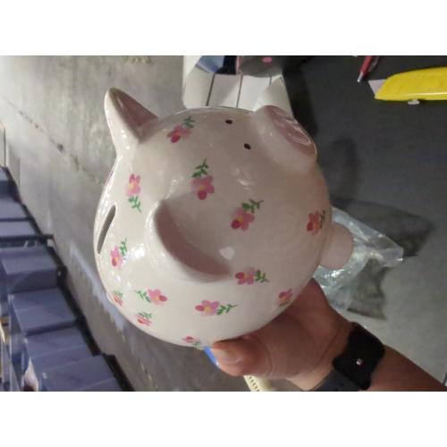 Child to Cherish Ceramic Piggy Bank for Girls, Posies and Polka Dots