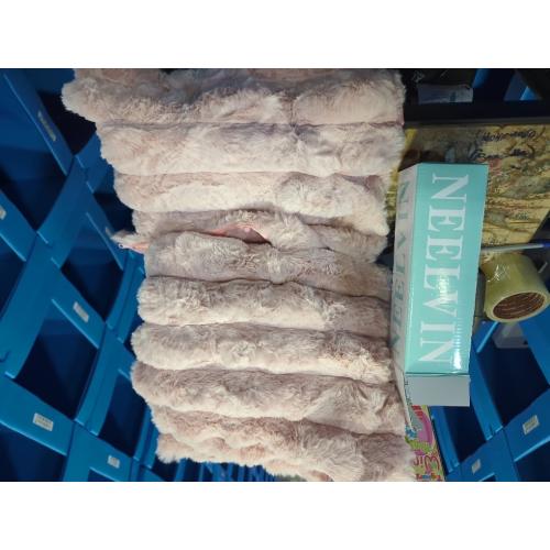 Neelvin Pink Faux Fur Cozy Soft Striped Decorative Throw Pillow Covers 18x18 inch Set of 2,Velvet Pillowcase Cushion Case for Sofa Couch