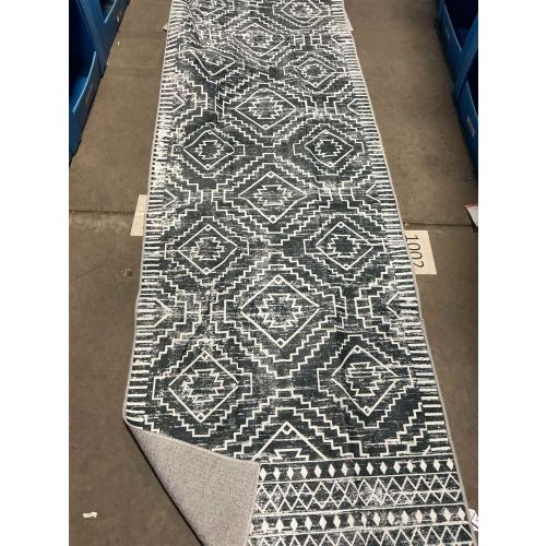 Wonnitar Moroccan Washable Kitchen Runner Rug 2'6x8', Non-Slip Dark Grey Boho Rug Runners for Hallways, Farmhouse Floor Carpet Soft Runner for Bathroom Hall Entyway (Dark Grey,2'6x8')