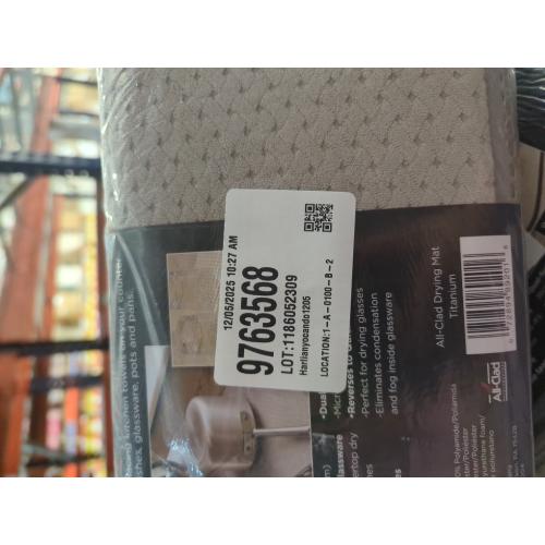 All-Clad Premium Reversible Dish Drying Mat for Kitchen: 16 x 28 Ultra-Absorbent, Long-Lasting, No Condensation, and Oversized for Large Pots and Pans - 3 Pack, Titanium