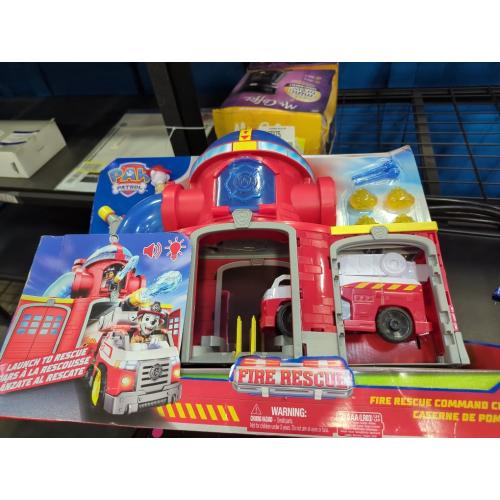 Paw Patrol Fire Rescue Command Center with Marshall Figure, Rescue Fire Truck, Lights, Launcher & Sound Fx, Kids Toys for Boys & Girls Ages 3 and Up