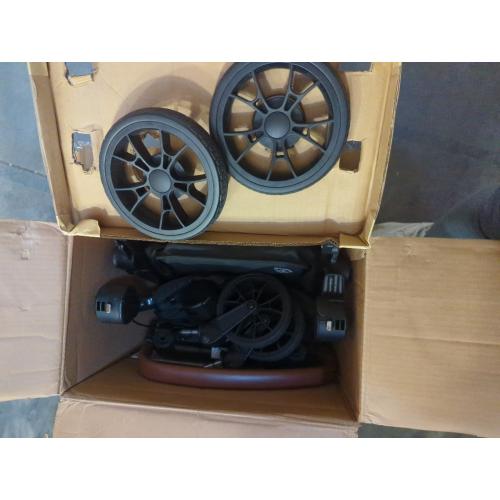 Bombi Bēbee V2 Lightweight Baby Stroller - Premium Vegan Leather, One-Hand Fold, Infinite Recline, Aircraft-Grade Aluminum Frame, XXL Canopy, and Ample Storage Umbrella Stroller - Midnight Black