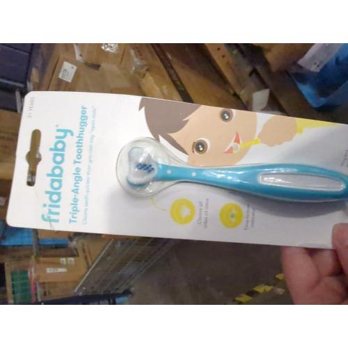 Frida Baby Triple-Angle Toothhugger Training Toddler Toothbrush | Toddler Toothbrush 2 Years and Up, Cleans All Sides at Once | Blue