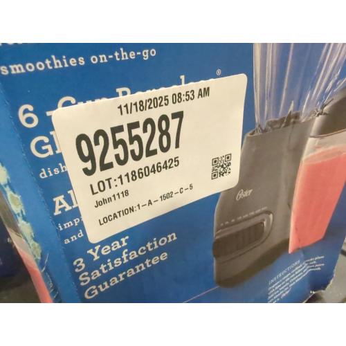 Size 13.5 Inches (H) x 10.2 Inches (W) x 8.5 Inches (D)Oster Easy-to-Clean Blender with Dishwasher-Safe Glass Jar with a 20 oz. Blend-n-Go Cup