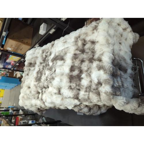 COOVA Faux Fur Throw Blanket for Couch, Cozy Soft and Fuzzy Plush Rabbit Fur Bubble Blanket for Sofa Bedroom Living Room, 50x60 Inches Tie Dye Brown