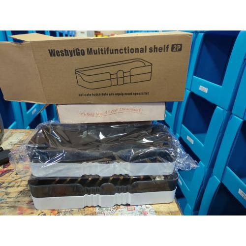 2-Piece Shower Organizer, Detachable, Double-Layer Shower Shelf, No Drilling Required, for Bathroom and Kitchen (Black and White)