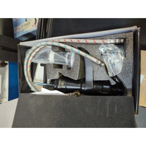 BWE Matte Black Bathroom Faucet, Waterfall Bathroom Faucet Sink Lavatory Single Hole Faucets One Handle Bath Antique with Brass Pop Up Drain Stopper Mixer Tap Overflow Water Supply Line