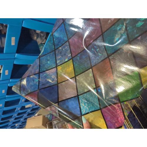 Haton Stained Glass Window Film, Rainbow Window Privacy Film, Decorative Sun Blocking Glass Clings Stickers, Static Cling Colorful Lattice Coverings Decals for Home Door 17.5 x 78.7