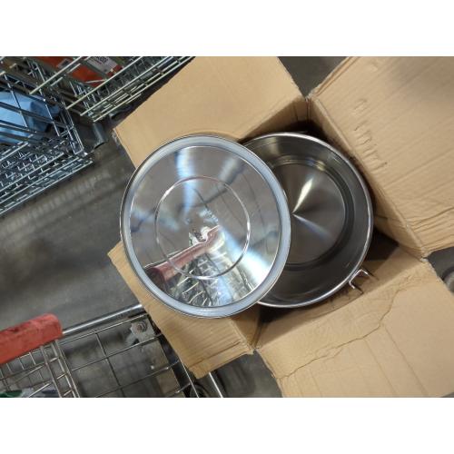 Silver 21L DYNAMI 5.5Gal 304 Stainless Steel Airtight Container with Lid and Locking Clamp,17-38Lbs Metal Bucket Large Stainless Steel Canisters for Kitchen,Dog Food/Bird Seed/Coffee Storage Container(21L)