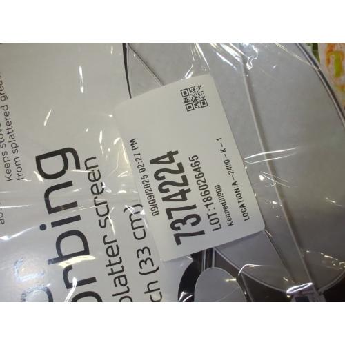 Silver 13 Amco Stainless-Steel Odor Absorbing Splatter Screen with Foldable Handles, 13-Inch Stainless Steel Grease Splatter Guard, Fine Mesh for Frying Pan