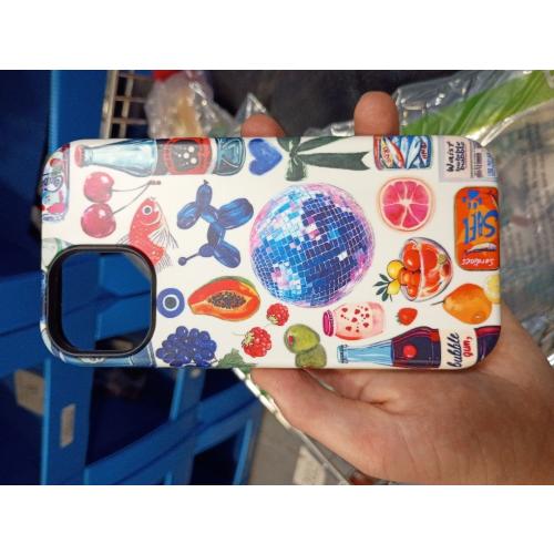 Case Compatible with iPhone 15,Hybrid 2-Layer Hard Shell,Shockproof Soft for Girl Women,European Fruit Bow Collage