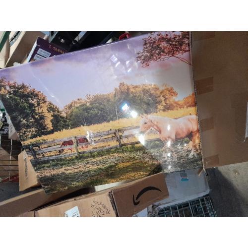 KREATIVE ARTS - Large Size Horse of a Farm Canvas Prints Wall Art Picture Modern Sunset Landscape Wild Animal High Definition Print Painting for Hotel Wall Decor Ready to Hang 20x36inch