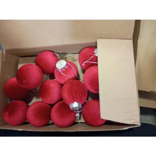 Woration 15pcs Christmas Tree Velvet Ball Hanging Red Ornaments DIY Decorations 2.36 inches Flocked Balls Shatterproof for Tree Xmas Holiday Party
