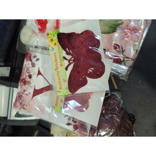 Birthday Decorations Party Pack for Women Girls Burgundy Birthday Party Supplies for Her Red Flower Backdrop Burgundy Rose Gold Balloon Arch Kit Banner Floral Tablecloth Butterfly Cupcake Toppers