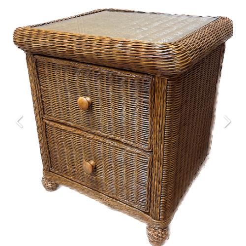 Elana 2 Drawer Chest W/ Glass Top Brown