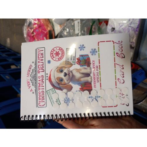 Christmas Gift Card Book 5x7 inches with Stickers, 10 Page Soft Cover Spiral Bound with Protective PVC Cover, and 20 Double Sided Sticky Dots - 8 Different Cover Design Options (Christmas Delivery Dog)