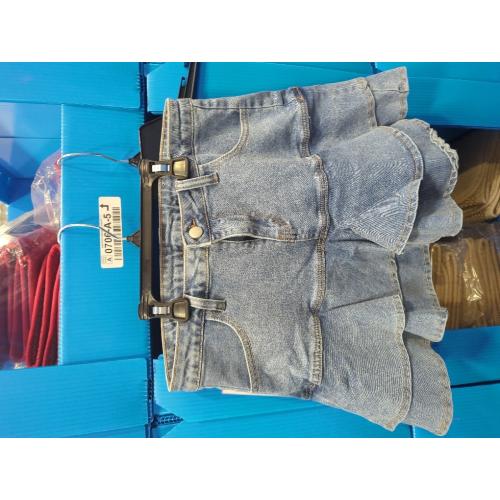 Size XL SMIUPIN Women's Casual Denim Mini Skirt Ruffled Slim A-line Pleated Jean Short Skirt