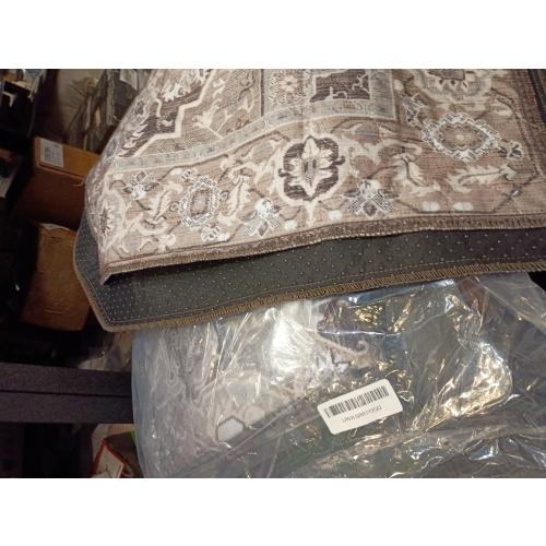 dog mat Machine Washable Non Slip Backing Mat Soft Foldable,Vintage Rugs Mats, Inside Floor Mat Doormat, Brown Lvory 2 pk