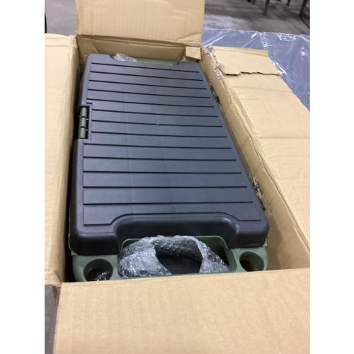 1.89 cu. ft. Green Plastic Rolling Garden Cart with Seat - Storage with Bench and Interior Tool Tray - Gardening Stool