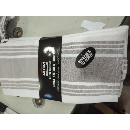 All-Clad Woven Bistro Kitchen Towels: Highly Absorbent, Super Soft Long Lasting - 100% Cotton, 20x30 Dish Towels for Cleaning & Drying Dishes, Pans, Glassware, or Countertops, (2Pack), Titanium