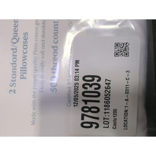 Nestwell Silky And Smooth Pima Cotton Sateen 2 Standard/Queen Pillowcases 500 Thread Count Bright White