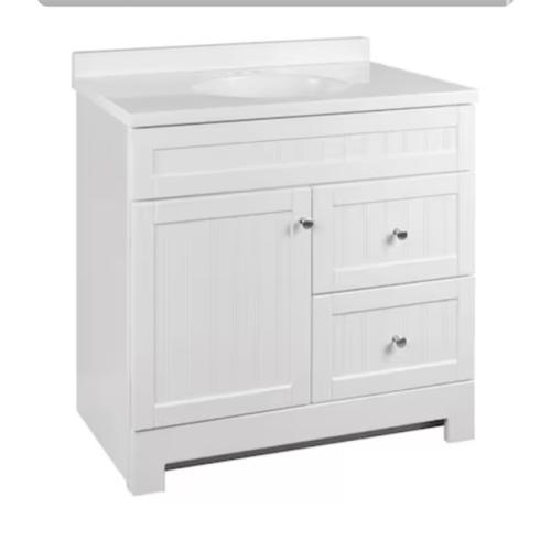 Style Selections Ellenbee 36-in White Single Sink Bathroom Vanity with White Cultured Marble Top