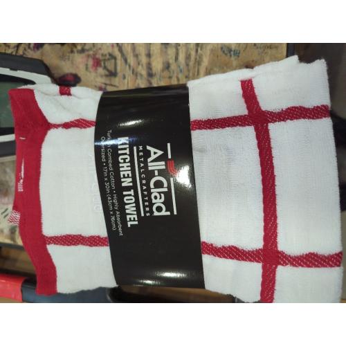 All-Clad Checked Kitchen Towel: Highly Absorbent, Super Soft Long Lasting - 100% Cotton, 17x30 Tea Towel for Cleaning & Drying Dishes, Pans, Glassware, or Countertops, (1-Pack), Chili