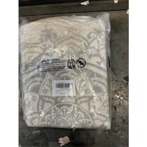 Carvapet 2' Small Round Area Rug Chic Boho Mandala Print Circle Rugs Non Slip Machine Washable Floor Mat Soft Throw Rug for Powder Room Entryway Bathroom Nursery Bedside Floor Decor Ivory Grey