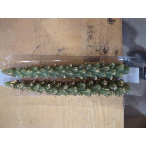 Creative Co-Op Golden-Tipped Elegance Tree Shaped Taper Candles, Evergreen, Set of 2
