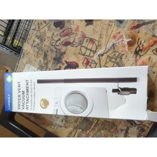 Vacuum Attachment For Dryer Vent- Lint Eraser Dryer Vacuum Attachment. This Dryer Lint Vacuum Attachment Includes a Vacuum Hose Adapter and Adapter For Shop Vacuum. Dryer Vent Cleaner Kit Lint Cleaner