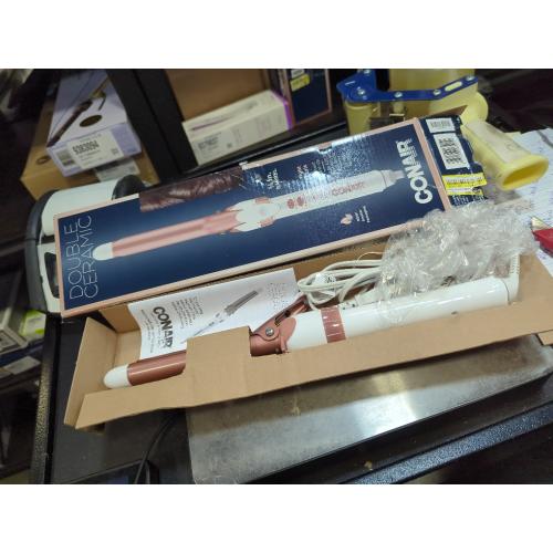 Conair Double Ceramic 3/4-Inch Curling Iron, ¾-Inch Barrel Creates Tight Curls, Hair Curler for Use on Short, Medium, and Long Hair, White