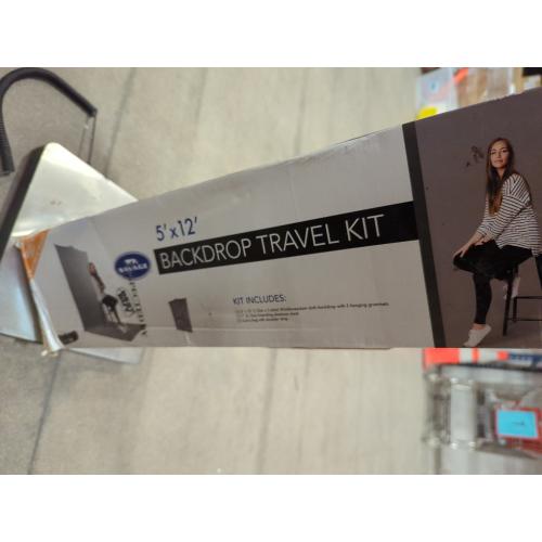 Savage 5x12' White Background Floor Extended Backdrop Travel Kit (water damage on case not product)