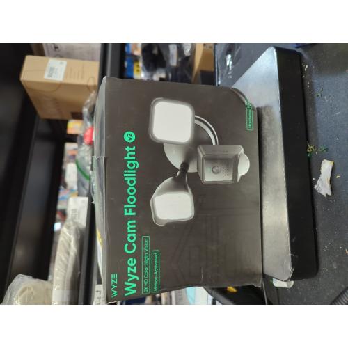 Wired Outdoor Wi-Fi Floodlight v2 Home Security Camera with 2K Video, Color Night Vision, Motion Activated LEDs - Black