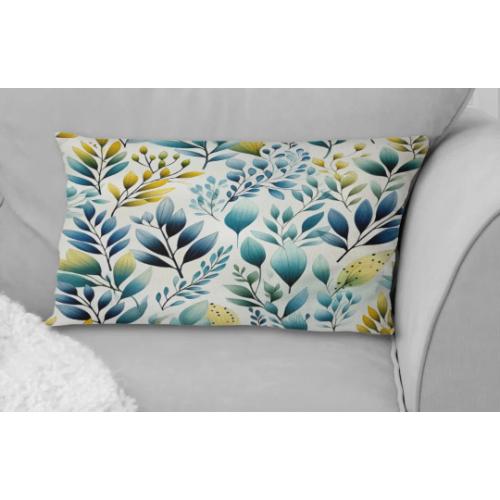 Watercolor Blue Foliage Botanical Pattern - Floral Polyester Pillow