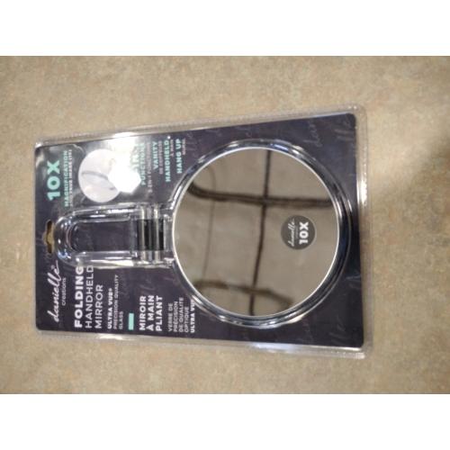 Danielle Creations 5.5-Inch Folding 2-Sided Hand Mirror, 10x Magnification, Acrylic