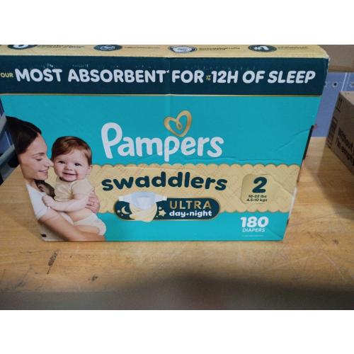Pampers Swaddlers Ultra Diapers, Size 2 (10-22 Pounds), 180 ...