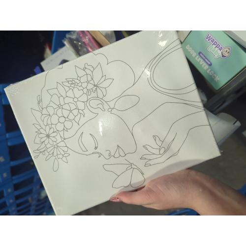 VOCHIC Pre Drawn Canvas for Painting for Adults Paint and Sip Kit Painting Party Supplies 8 Acrylic Colors,3 Brushes,1 Palette Art Set Flower Girl 8x10 in