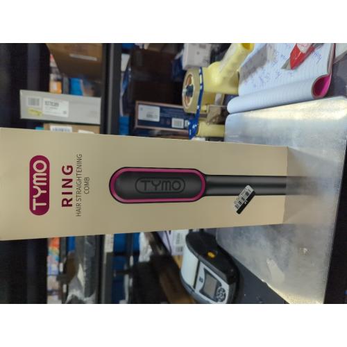 Hair Straightener Brush, TYMO Ring Hair Straightener Comb Straightening Brush for Women with 5 Temps 20s Fast Heating & Dual Voltage, Black