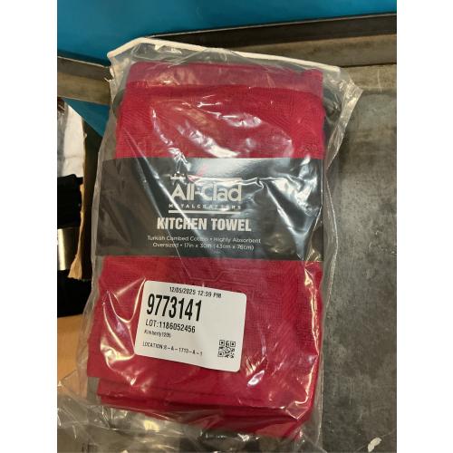 All-Clad Solid Kitchen Towel: Highly Absorbent, Super Soft Long Lasting - 100% Cotton, 17x30 Tea Towel for Cleaning & Drying Dishes, Pans, Glassware, or Countertops, (1-Pack), Chili