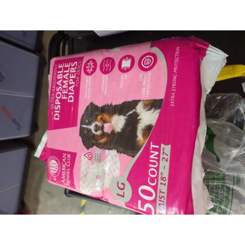 Size LG American Kennel Club Female Dog Wrap, Disposable Diapers with Wetness Indicator, Large, 50 Count