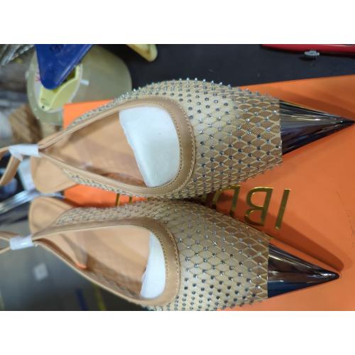 Size - 8.5- Beauty Cry Pointed Toe Slingback Flats for Women Mesh Rhinestone Slip On Ballet Flats