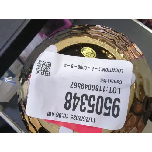 Vase Golden With Ridges With Black Interior