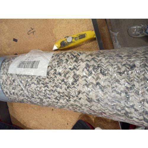 Runner Rug Print Braided Hallway Runner Rug Washable Entryway Rug, Stain Resistant Non-Slip Area Rug Farmhouse Solid Printed Textured Carpet for Bedroom Laundry Kitchen, Grey, 2' x 6'