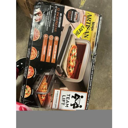 Ninja Artisan Outdoor Pizza Oven, 12-inch, 3-minute Pizza, Neapolitan, Thin Crust, New York Chicago, Custom, 700F Max Temperature, Electric Heat, Bake, Broil, Proof, Warm, MO201